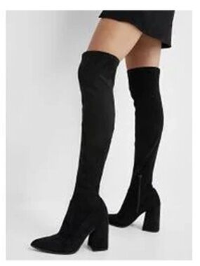 Steve Madden Black Over-the-Knee Suede Block Heel Boots